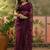 Purple embroidered sheer saree with floral motifs