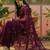 Purple embroidered sheer saree with floral motifs