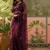 Purple embroidered sheer saree with floral motifs