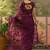 Purple embroidered sheer saree with floral motifs