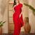 Red heavy net embroidered saree with belt diamond embellished designer festive party wear saree