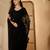 Black heavy net embroidered saree with belt diamond embellished designer party & reception saree
