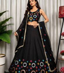 Black Embroidery and sequins and Aari mirror Silk Blend Lahenga Choli Set