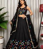 Black Embroidery and sequins and Aari mirror Silk Blend Lahenga Choli Set