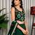 Dark Green Embroidery and sequins and Aari mirror Silk Blend Lahenga Choli Set