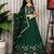 Dark Green Embroidery and sequins and Aari mirror Silk Blend Lahenga Choli Set