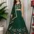 Dark Green Embroidery and sequins and Aari mirror Silk Blend Lahenga Choli Set