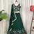 Dark Green Embroidery and sequins and Aari mirror Silk Blend Lahenga Choli Set