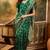 graceful green banarasi jacquard saree with zari weaving, mina & lace work