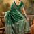 graceful green banarasi jacquard saree with zari weaving, mina & lace work