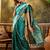 teal banarasi jacquard saree with rich zari weaving, mina & lace work on pallu