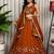 Orange Embroidery and sequins and Aari mirror Silk Blend Lahenga Choli Set