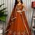 Orange Embroidery and sequins and Aari mirror Silk Blend Lahenga Choli Set