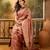 rose gold banarasi jacquard saree with zari weaving & tassel pallu     unstitched blouse included
