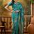 teal blue banarasi jacquard saree with zari weaving & tassel pallu     unstitched blouse included
