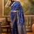 royal blue banarasi jacquard saree with rich zari weaving & tassel pallu     unstitched blouse piece