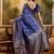 royal blue banarasi jacquard saree with rich zari weaving & tassel pallu     unstitched blouse piece
