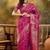 pink banarasi jacquard saree with rich zari weaving & tassel pallu     unstitched blouse piece