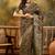 brown banarasi jacquard saree with intricate zari weaving & tassel pallu     unstitched blouse