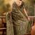 brown banarasi jacquard saree with intricate zari weaving & tassel pallu     unstitched blouse