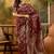 regal maroon banarasi jacquard saree with zari weaving & tassel pallu     unstitched blouse