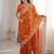 Orange silk blend with embroidery work saree with blouse