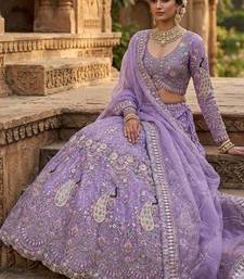 Lavender color Coding  Sequins Work Net Lehenga Choli set