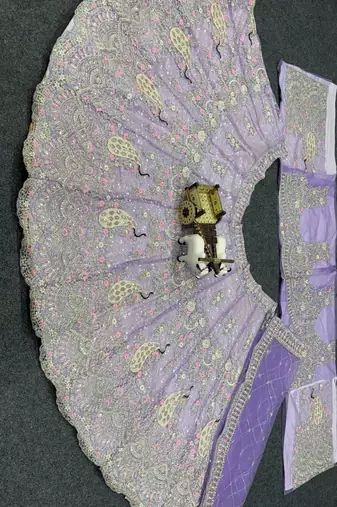 Lavender color Coding  Sequins Work Net Lehenga Choli set