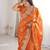 Orange silk blend with embroidery work saree with blouse