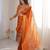 Orange silk blend with embroidery work saree with blouse