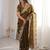 Mehendi silk blend with embroidery work saree with blouse