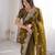Mehendi silk blend with embroidery work saree with blouse