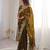 Mehendi silk blend with embroidery work saree with blouse