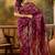 wine banarasi jacquard saree with golden zari weaving & tassel pallu     unstitched blouse