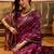 wine banarasi jacquard saree with golden zari weaving & tassel pallu     unstitched blouse