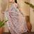Pastel floral digital print linen silver zari saree with belt lightweight festive saree for women