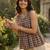 Chocolate women's checked pattern linen sleeveless top & straight pants set