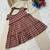 Rust women's checked pattern linen sleeveless top & straight pants set
