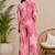 Pink women's leaf print poly viscose casual co-ord set