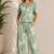 Mint green women's leaf print poly viscose casual co-ord set