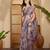 Trendy linen silver zari multi-color abstract digital print saree with belt party wear saree
