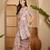 Elegant linen silver zari digital print saree with tassel pallu & designer belt