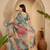 Multicolour linen zari digital print saree with belt fancy zari border designer festive saree