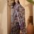 Purple linen zari digital print saree with belt floral print fancy zari border festive wear saree