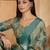 Teal marble print linen zari saree with belt fancy digital print zari border festive wear saree
