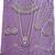 purple 2-layer bridal jewelry set with earrings, maang tikka, pasha, nath & panja   rhodium plated