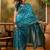 teal blue banarasi jacquard saree with golden zari weaving & tassel pallu     unstitched blouse