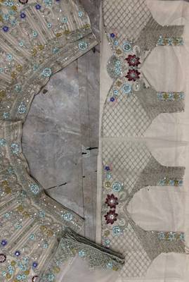 cream color Embroidery Sequins Work Net Lehenga Choli set  5
