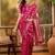hot pink banarasi jacquard saree with golden zari weaving & tassel pallu     unstitched blouse