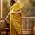 golden banarasi jacquard sari with elegant zari weaving & tassel detailed pallu     unstitched blouse